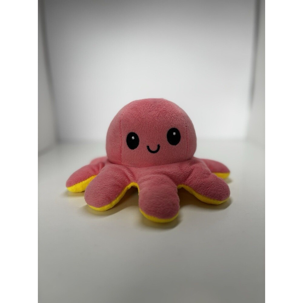 Reversible Octopus Plush Stuffed Animal Pink & Yellow Small Mood Toy
